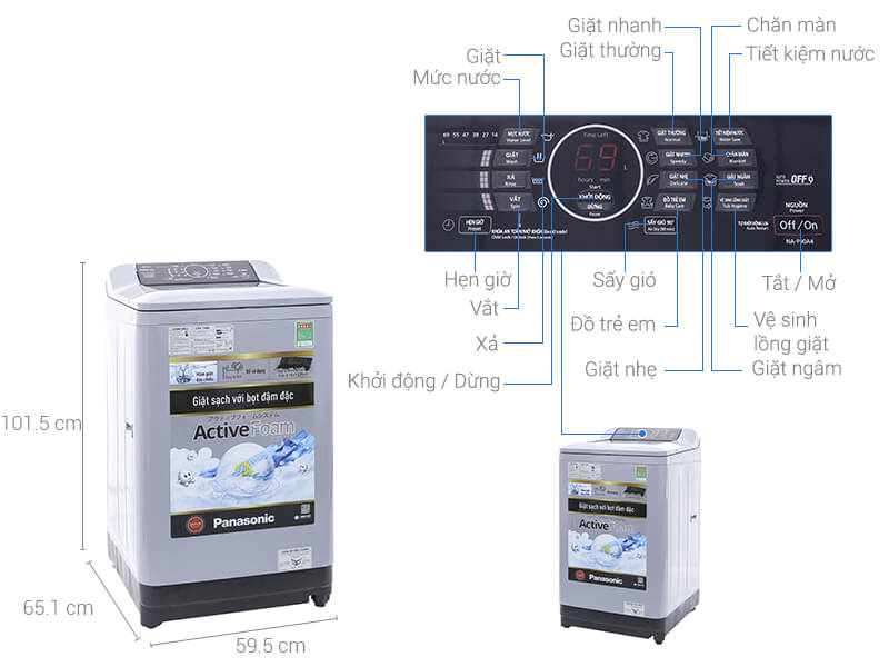Máy Giặt 8.5kg Panasonic (F85A4GRV) Lồng Đứng
